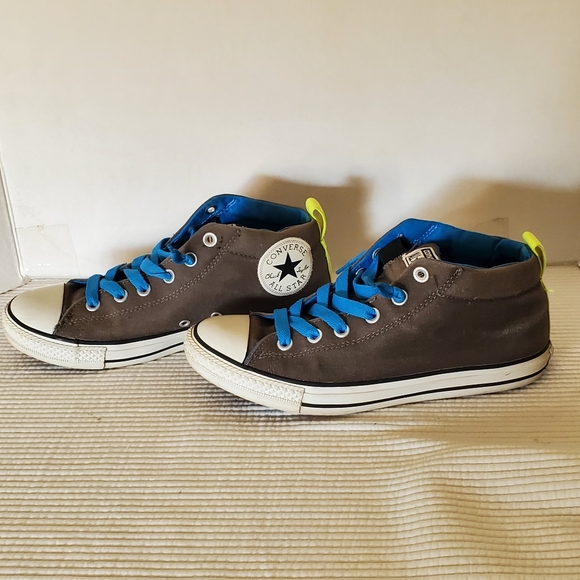 Converse Chuck Taylor All Star High Top Shoes Junior Size 6 Grey Green Blue Lace - Picture 4 of 14